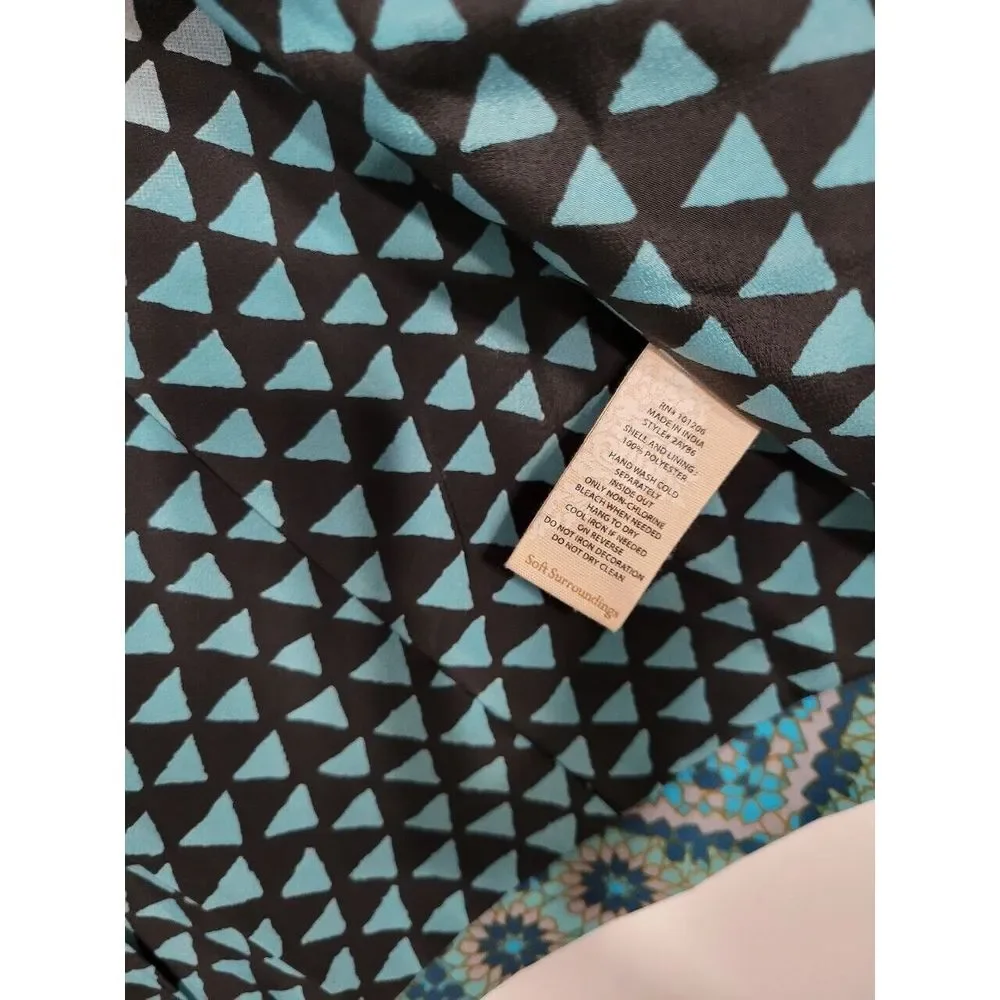 Soft Surroundings Open Geometric 3/4th Sleeve Cardigan‎ With Embellishments, XS